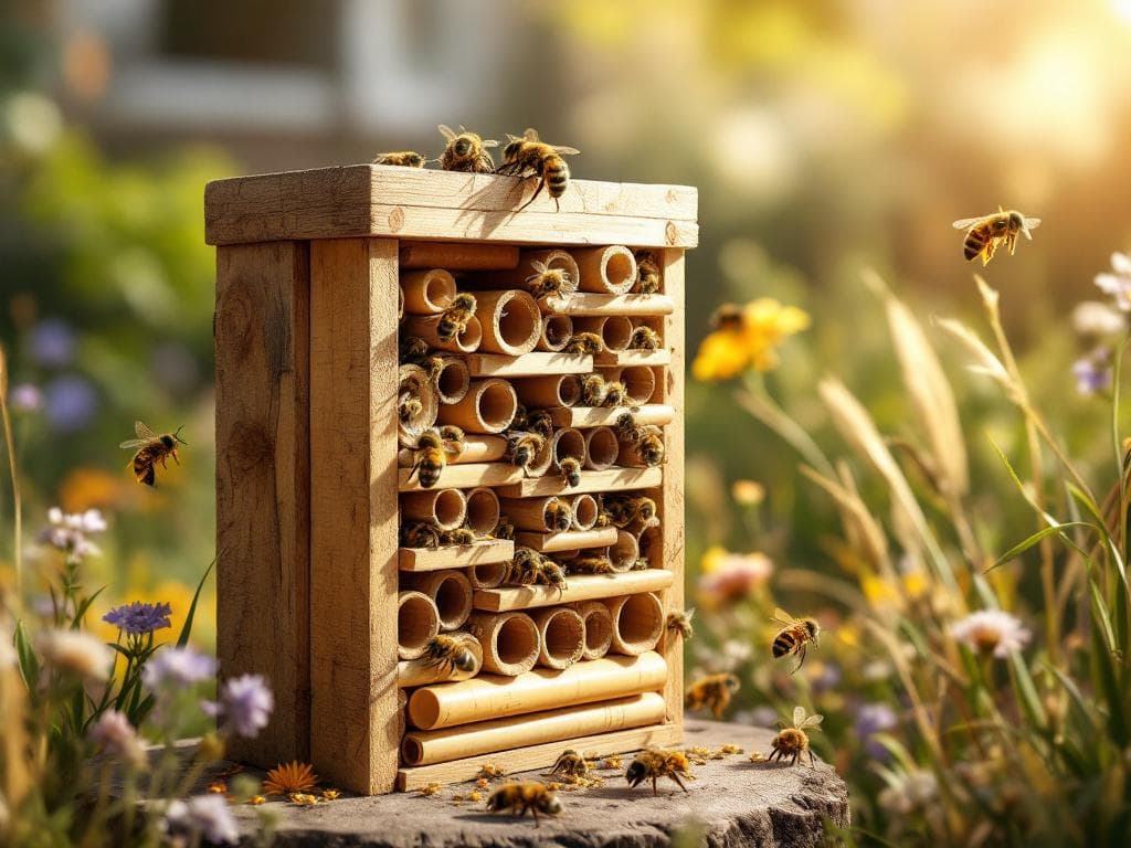Bienenhotel aus recycleden Materialien